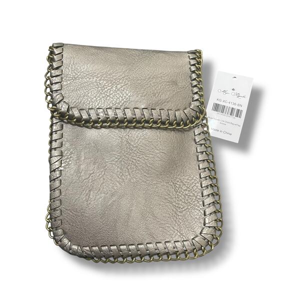 Muse Royale Link Chain Crossbody Bronze Mini Bag Flap Top Snap Vacation Purse - Picture 14 of 14